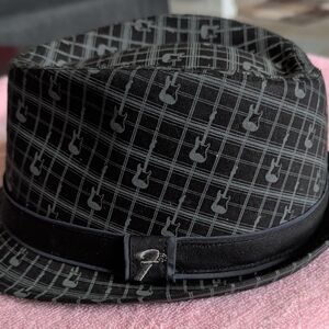 Fender Black & Gray Guitar Pattern Fedora Hat